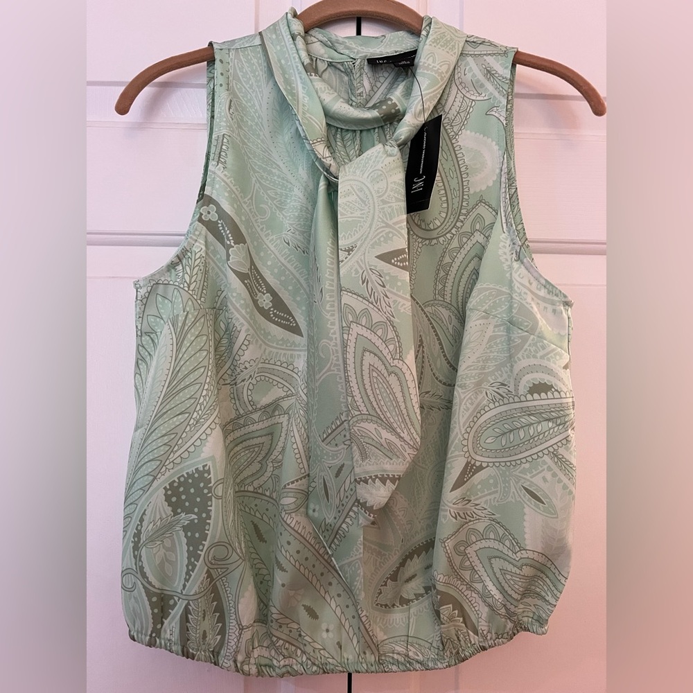 INC International Concepts Mint Paisley Sleeveless Blouse NWT Size M - Picture 6 of 10